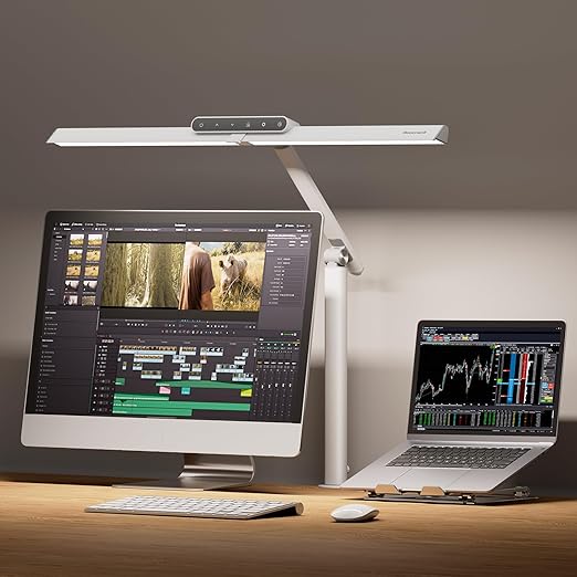 LED Desk Lamp with Dual-Head & Adjustable Arm