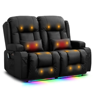 Power Loveseat Recliner Sofa with Massage & Heat