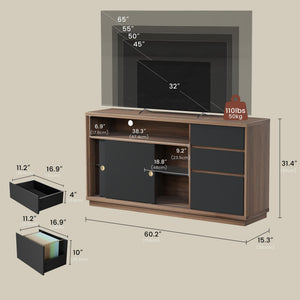 60" Storage Cabinet with File Drawer & Built-in Outlet