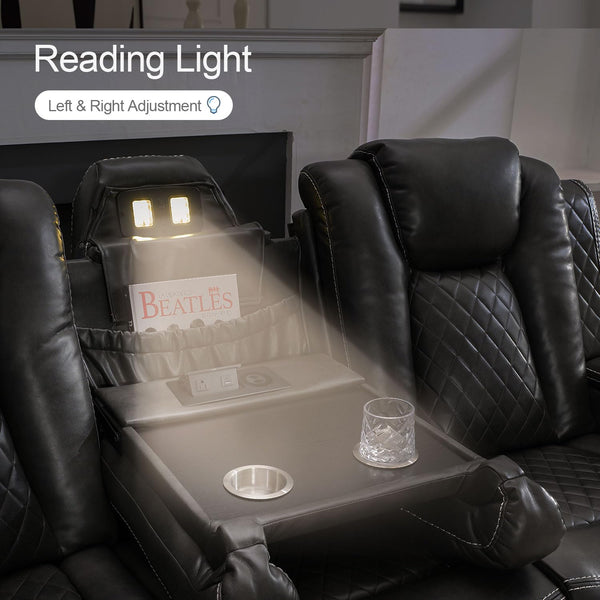 Power Reclining Sofa Set with LED & Bluetooth