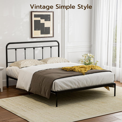 Queen Size Metal Farmhouse Headboard – Adjustable Height, Black