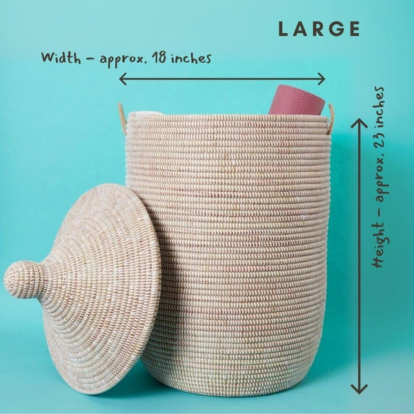 Large Handwoven Storage Basket with Removable Lid