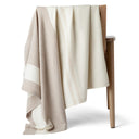 100% Pure Cashmere Throw Blanket — Large Woven Stripe, White Beige Brown