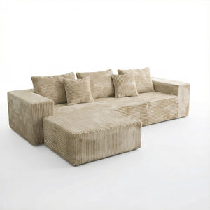 L-Shaped Modular Sectional Sofa with Deep Seat