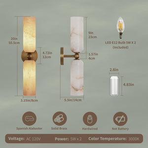 Alabaster Wall Sconce – Brass Hardwired Wall Light