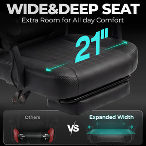 Big & Tall High-Back Gaming Chair with Footrest & Lumbar Support