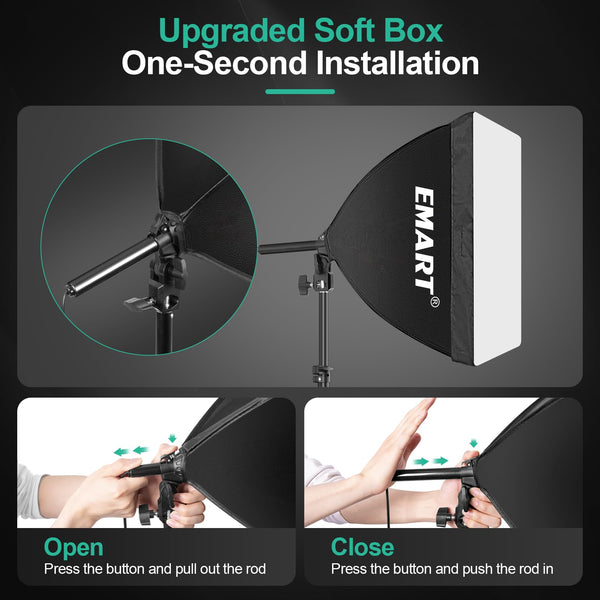Softbox Photography Lighting Kit with LED Bulb & Remote Control