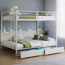 Twin Over Twin Metal Bunk Bed with LED Lights & USB Charging