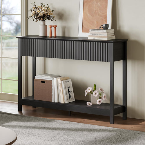 47" Fluted Console Table with 3 Drawers & Shelf