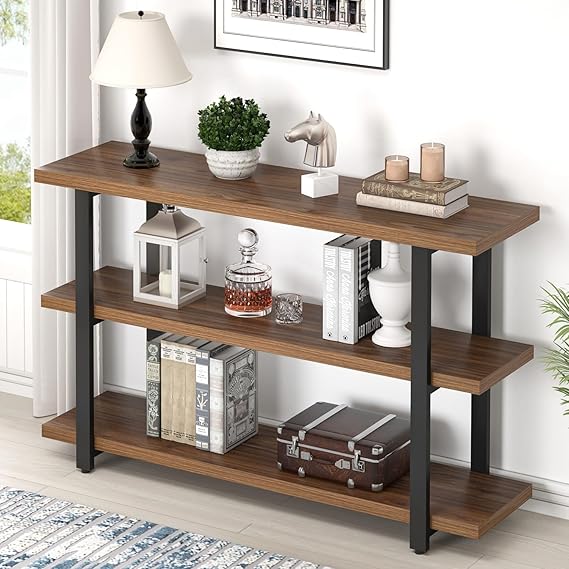 3-Tier Console Table with Storage Shelves – 47 Inch Entryway Sofa Table