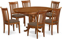 7-Piece Oval Dining Table Set with 6 Upholstered Chairs