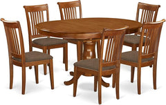 7-Piece Oval Dining Table Set with 6 Upholstered Chairs