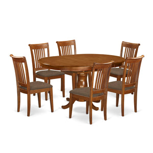 7-Piece Oval Dining Table Set with 6 Upholstered Chairs