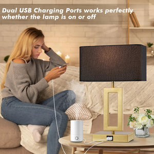 Touch Control Dimmable Table Lamps Set of 2 with USB Ports