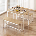 43-Inch Dining Table Set with 2 Benches – Space-Saving Kitchen Dining Set for 4