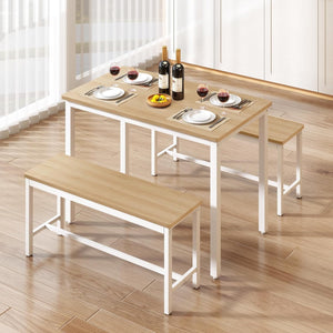 43-Inch Dining Table Set with 2 Benches – Space-Saving Kitchen Dining Set for 4