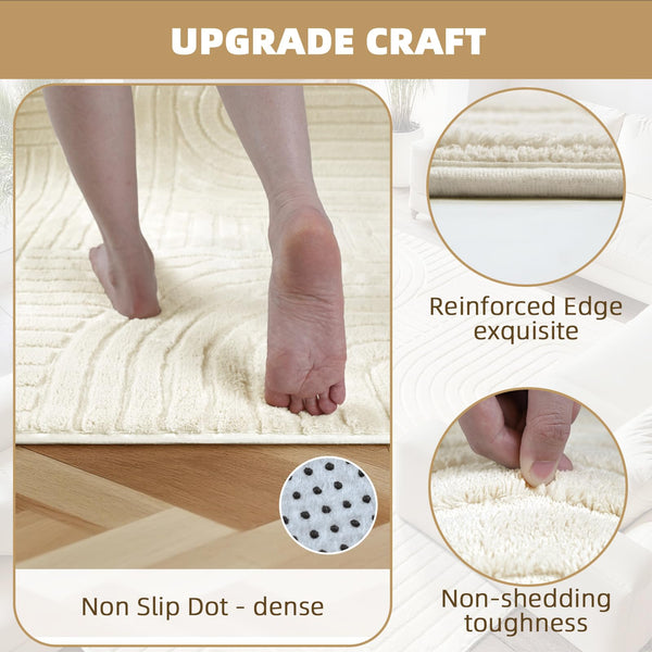 Soft High-Low Pile Area Rug – Washable, Non-Slip Indoor Rug for Living Room, Bedroom & Kids Room