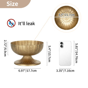 Gold Compote Vase for Centerpiece – Distressed Brass Pedestal Bowl