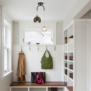 2-Light Crystal Pendant Light with Globe Metal Shade