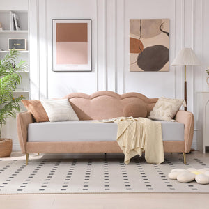 Twin Size Cloud-Shaped Upholstered Daybed with Linen Fabric & Metal Legs