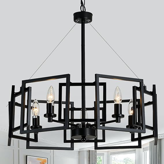 Modern Geometric Chandelier 5-Light Metal Pendant Light