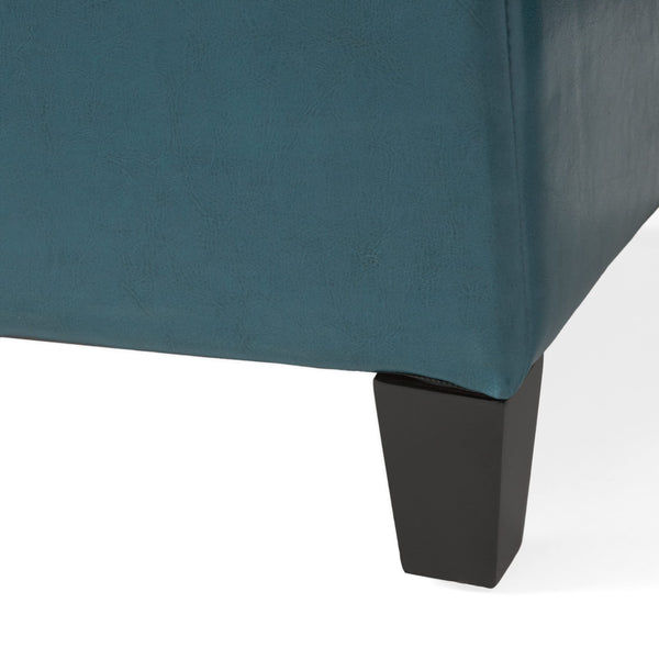 Teal PU Storage Ottoman Bench