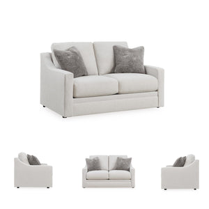 Contemporary Light Gray Loveseat with Accent Pillows