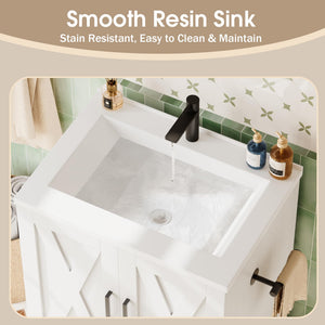 24-Inch Freestanding Bathroom Vanity with Sink and Storage Cabinet