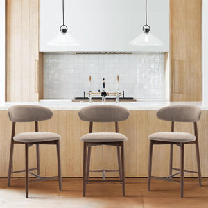 Upholstered Counter Height Bar Stools with Wood Legs