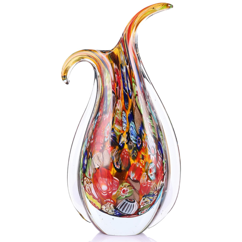 Hand Blown Glass Vase – Murano Style Ellipse Flower Vase