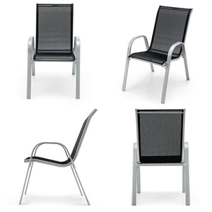Set of 4 Stackable Outdoor Patio Dining Chairs with Armrests