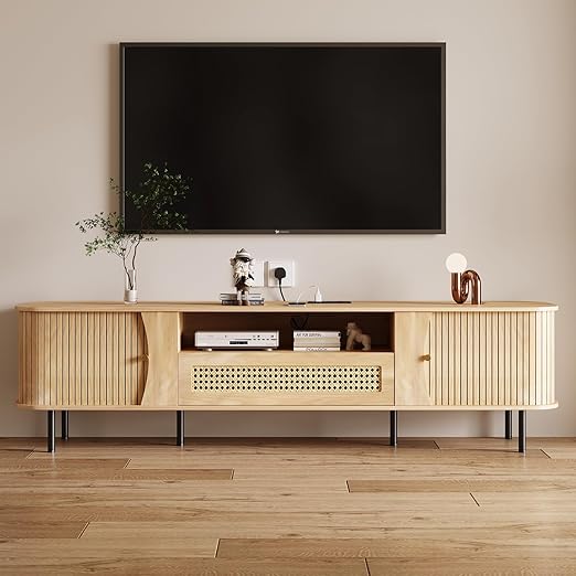 71" TV Stand with Power Outlet & Soft-Close Storage
