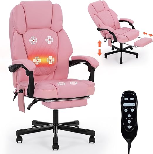 Reclining Massage Office Chair with Heat & Footrest – 400 lbs Capacity