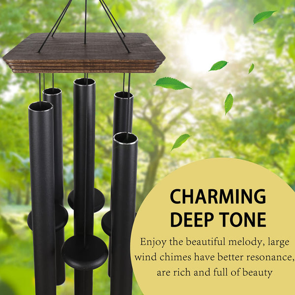 Large Outdoor Wind Chimes – Deep Tone Aluminum Tubes with Ash Wood