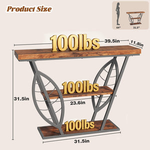 3-Tier Leaf Console Table with Metal Frame