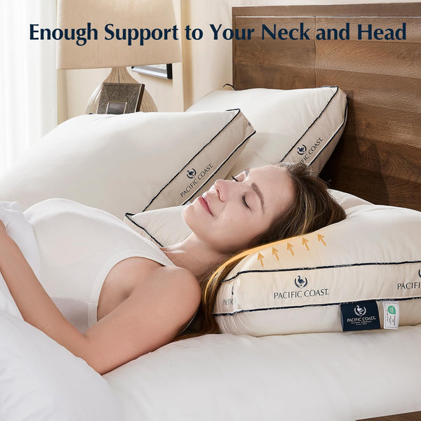 Goose Feather Down Bed Pillow with Organic Cotton Cover