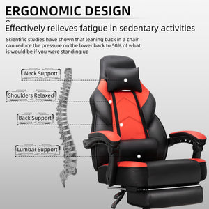 Gaming Chair with Footrest & Reclining Back