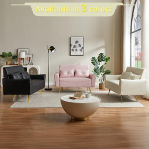 Faux Leather Loveseat Sofa with Pillows