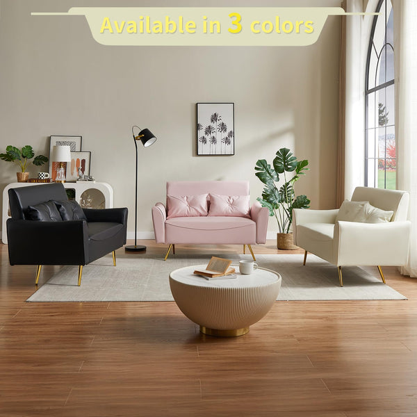 Faux Leather Loveseat Sofa with Pillows
