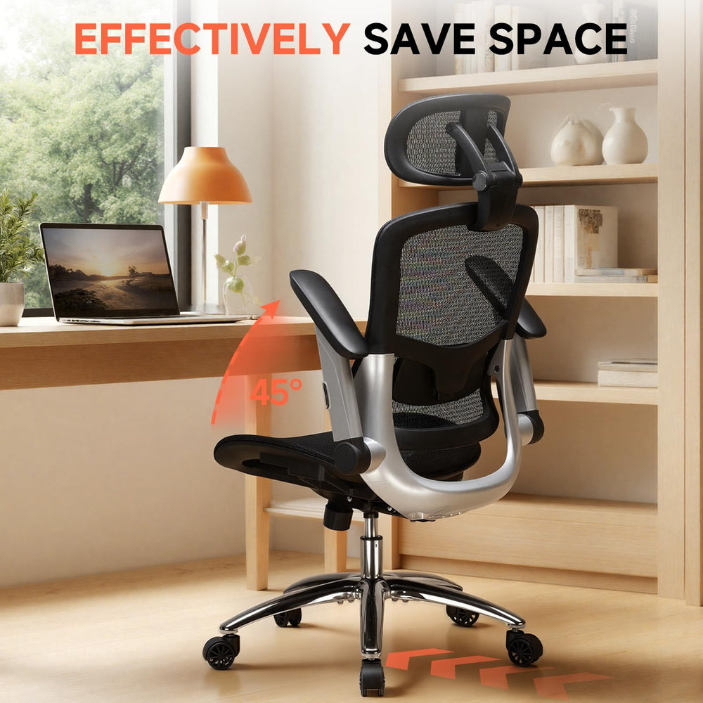 Ergonomic High-Back Mesh Office Chair with Flip-Up Arms