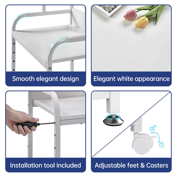 3-Tier Height Adjustable Printer Stand with Wheels