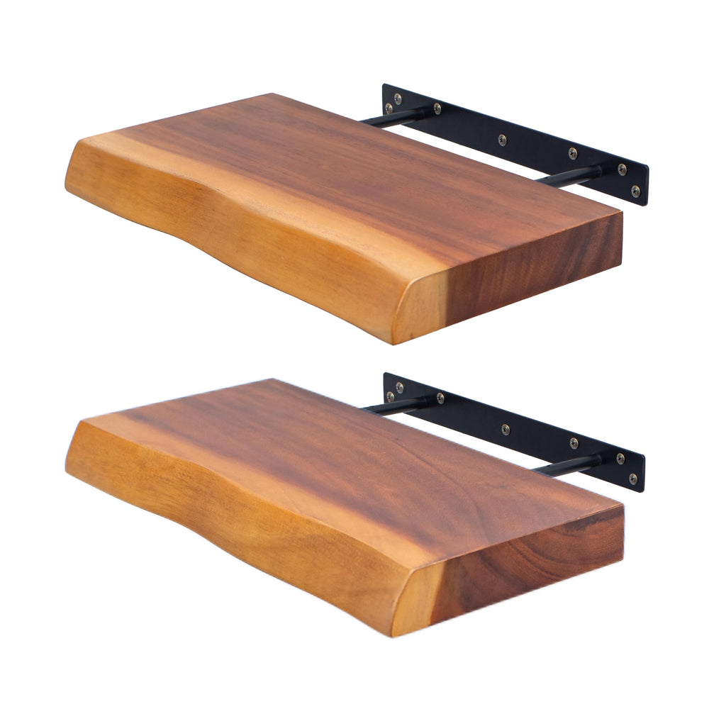 Live Edge Solid Wood Floating Shelves Set of 2