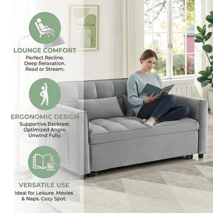 Convertible Loveseat Sofa Bed with USB Charging & Side Table