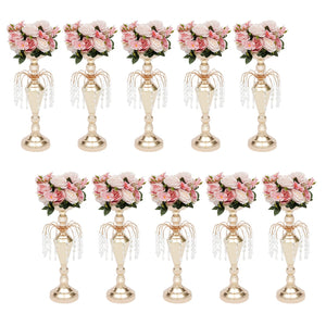 Gold Metal Trumpet Vases Set of 10 – 17.7" Tall Wedding Centerpieces
