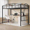Twin Size Metal Loft Bed with Staircase & Arched Guardrail