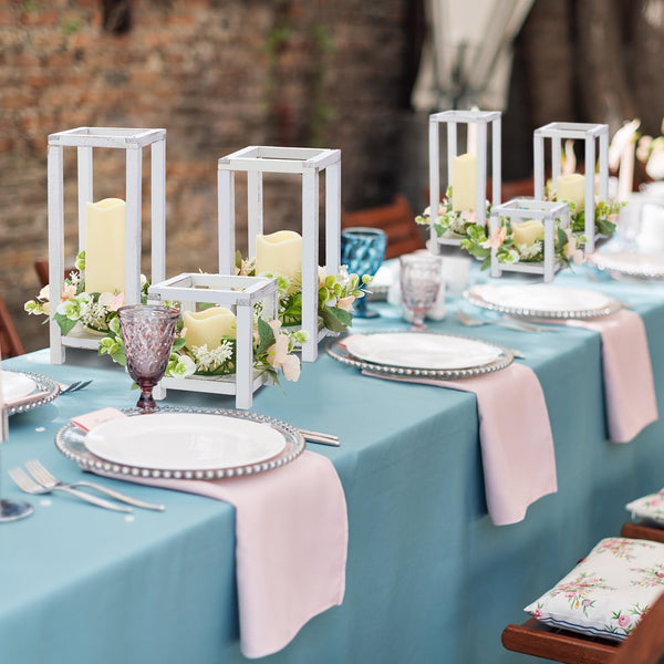 Wooden Wedding Lantern Centerpiece Set with LED Candles – 45 Pieces