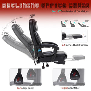 Massage Office Chair with Footrest, Heat & Reclining – 400 lbs Capacity