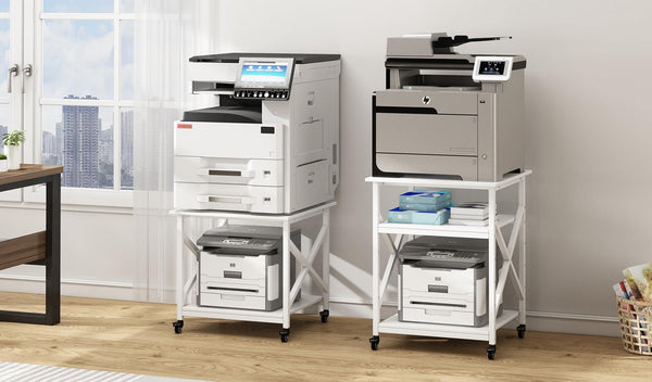 2-Tier Rolling Printer Stand with Storage Shelf