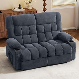 Fabric Reclining Sofa Set with Cup Holders & Side Pocket