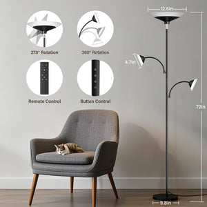 3-Light LED Tree Floor Lamp with Gooseneck Spots & Remote